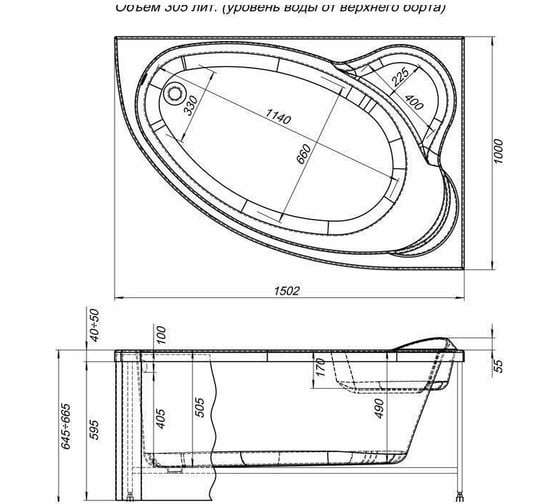 Акриловая ванна Aquanet Mayorca 150x100 R 00204009