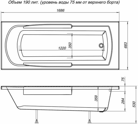 Акриловая ванна на каркасе Aquanet Extra 170х70 00205482