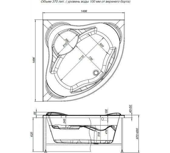 Акриловая ванна Aquanet Malta 150х150 00204003