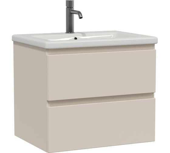 Тумба с раковиной RUVANN STELLO 60 + Como 60 в ванную подвесная, cappuccino Т.STELLO-CA.П-60П-KIT-COM