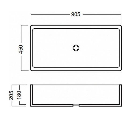 Керамическое корыто HATRIA 90.5х45 см, белое YN0401