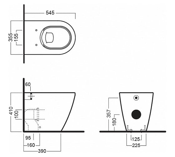 Напольный безободковый унитаз HATRIA FUSION RIMLESS черный матовый A0Y1ZA02