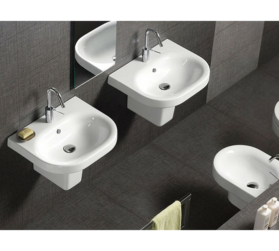 Подвесная раковина HATRIA DAYTIME 1 отверстие для смесителя, с переливом YXBL01