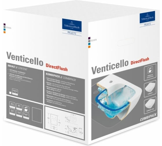 Подвесной унитаз Villeroy & Boch Venticello CeramicPlus цвет-альпийский белый 4611RSR1