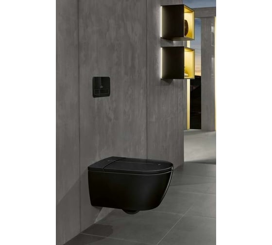 Подвесной унитаз Villeroy & Boch Viclean шгв 385x595x360 CeramicPlus цвет-Glossy Black V0E100S0