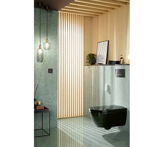Подвесной унитаз Villeroy & Boch Viclean шгв 385x595x360 CeramicPlus цвет-Glossy Black V0E100S0