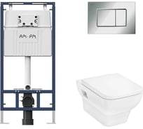 Комплект AM.PM MasterFit инсталляция для подвесного унитаза с клавишей ProC S, хром глянц + CreekTide Q Унитаз подвесной 540x360, сиденье с микролифтом, безободковый, белый I012710.0251HGSET001