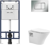 Комплект AM.PM инсталляция для подвесного унитаза с клавишей ProC S, хром глянц + Подвесной безободковый унитаз AVIMANO Promotion с крышкой-сидением из дюропласта с функцией soft-close и quick release I012710.02511000080