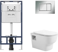 Комплект AM.PM инсталляция для подвесного унитаза с клавишей ProC S, хром глянц + Подвесной безободковый унитаз AVIMANO Tradition с крышкой-сидением из дюропласта с функцией soft-close и quick release I012710.02511000090