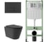 Комплект Alentori Инсталляция SITEMA, Панель смыва с прямоугольными кнопками, черный матовый + Унитаз подвесной Long 520*365 безободковый, Vortex, сиденье Soft-Close, черный матовый, форма конус ALS.SIS1102.MBCV0240 1