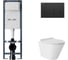 Комплект AM.PM I012711.0338 ErgoFit инсталляция для подвес унитаза с клавишей ErgoFit M пластик, черный матовый + Унитаз подвесной 480*360 безободковый, Vortex, сиденье Soft-Close, белый глянцевый, форма конус I012711.0338CV0110 1