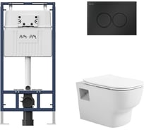 Комплект AM.PM инсталляция для подвесного унитаза с клавишей ProC L, мат.черный + Подвесной безободковый унитаз AVIMANO Tradition с крышкой-сидением из дюропласта с функцией soft-close и quick release I012710.01381000090