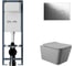Комплект ErgoFit инсталляция для подвес унитаза с клавишей ErgoFit L пластик, хром глянц + Унитаз подвесной 520х370 безободковый, сиденье Soft-Close, серый матовый, форма квадрат AM.PM I012711.0151Q0130 1