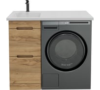 Тумба с раковиной RUVANN DUET 40 + Даллас 100 левый в ванную напольная, голд крафт Т.DUET.GK-40Н-KIT-DAL100L