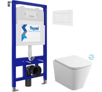Комплект Teymi Готовое решение: Инсталляция Aina 52 + клавиша смыва Aina белая + унитаз Helmi Vortex F00420