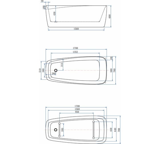Акриловая ванна Aquanet FAMILY TREND 170х78 00260046