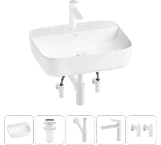 Набор 5 в 1 Wellsee Preen накладная раковина 50x40 см 20214330R 1