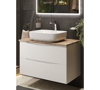 Тумба c раковиной подвесная белая со столешницей под дерево BOND T09805-S54500