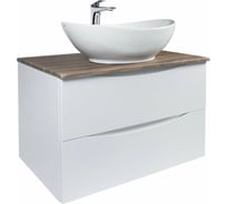Подвесная тумба с раковиной BOND Cube T09805-S55590 белая со столешницей под дерево T09805-S55590