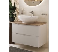 Тумба c раковиной подвесная белая со столешницей под дерево BOND T09805-S55590