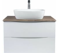 Подвесная тумба с раковиной BOND Cube T09805-S56500 белая со столешницей под дерево T09805-S56500