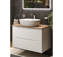 Тумба c раковиной подвесная белая со столешницей под дерево BOND T09805-S56500