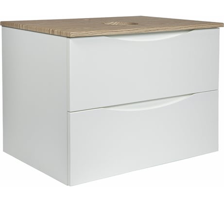 Тумба c раковиной подвесная белая со столешницей под дерево BOND T09805-S56500