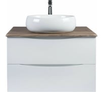 Тумба c раковиной подвесная белая со столешницей под дерево BOND T09805-S58490