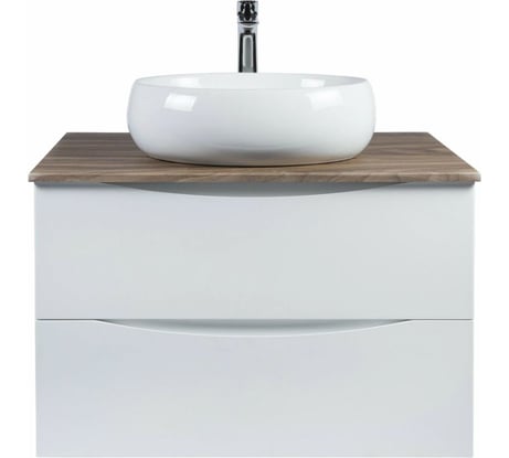 Тумба c раковиной подвесная белая со столешницей под дерево BOND T09805-S58490