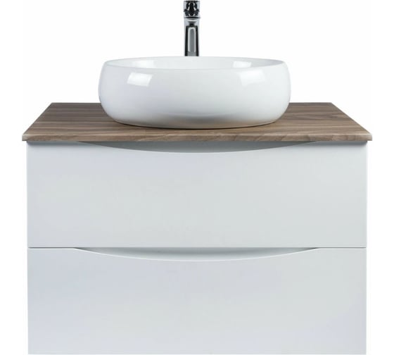 Тумба c раковиной подвесная белая со столешницей под дерево BOND T09805-S58490