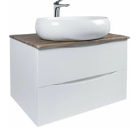 Подвесная тумба с раковиной BOND Cube T09805-S58600 белая со столешницей под дерево T09805-S58600