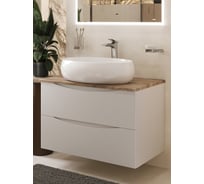 Тумба c раковиной подвесная BOND белая со столешницей под дерево T09805-S58600