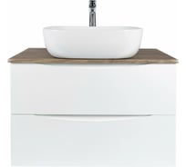 Подвесная тумба с раковиной BOND Cube T09805-S61500 белая со столешницей под дерево T09805-S61500