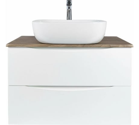Подвесная тумба с раковиной BOND Cube T09805-S61500 белая со столешницей под дерево T09805-S61500