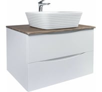 Подвесная тумба с раковиной BOND Cube T09805-S63500 белая  со столешницей под дерево T09805-S63500