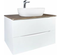Подвесная тумба с раковиной BOND Cube T09805-S65490 белая со столешницей под дерево T09805-S65490