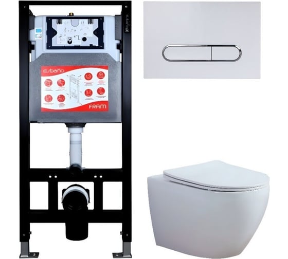 Комплект  инсталляция FRAM, унитаз AZALEA белый, клавиша OVL-17GW Esbano AZALEA-W-OVL-17GW 1