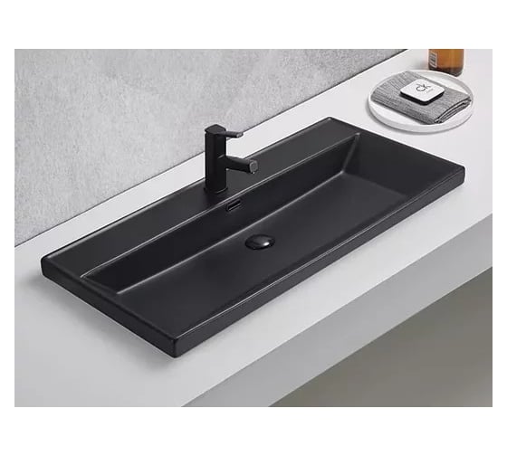 Раковина Gid Bm5510s встраиваемая сверху черная матовая 101x46.5x15 72204 1