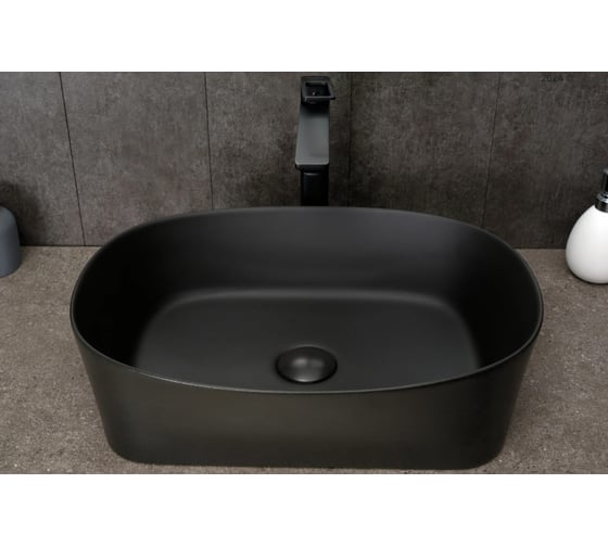 Раковина накладная Gid N9028bg черная графит 53x36x14 53380 1