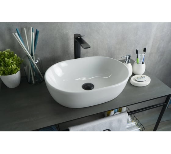 Раковина накладная Gid N9026b белая 48x35x13.5 51113 1