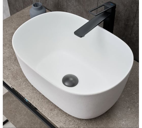 Раковина Gid N9302wg накладная белая матовая / белая графит 45x32x22 51220 1