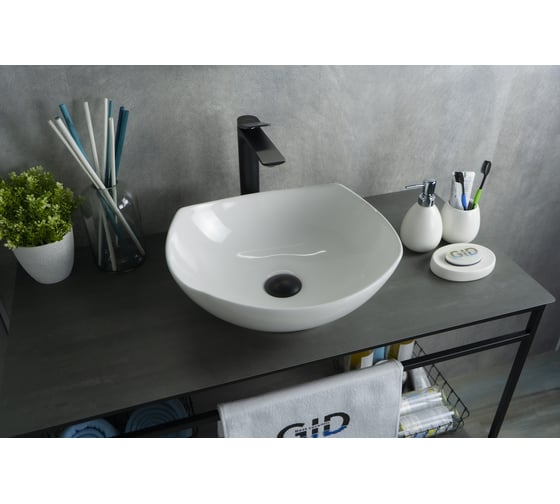 Раковина Gid N9412 накладная белая 41.5x38x14 51191 1