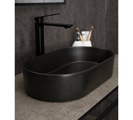 Раковина накладная Gid N9020bg черная графит 52.5x30.5x11.5 53379 1