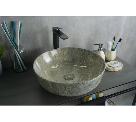 Раковина накладная Gid Mnc498 под камень глянцевая 41.5x41.5x13.5 54438 1
