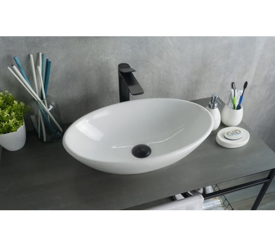 Раковина накладная Gid N9021 белая 52x32x14 51109 1