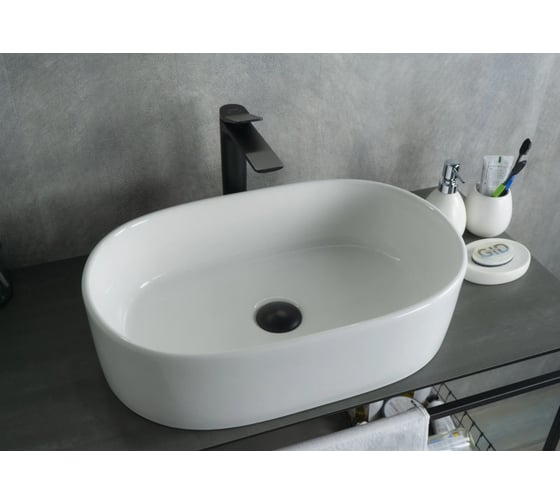 Раковина накладная Gid N9025 белая 56x35x14 51111 1