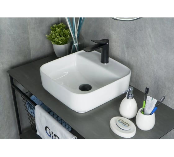 Раковина накладная Gid N9044 белая 38.5x38.5x14 51165 1