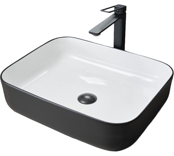Раковина Gid Nc366 накладная белая/черная 50x39x13 52205 1