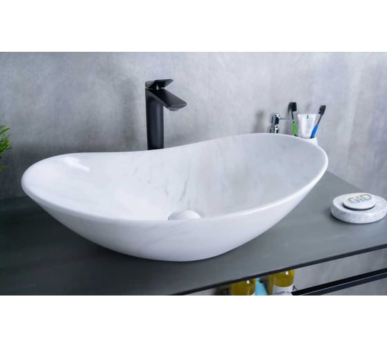 Раковина Gid Ws9811 накладная под камень глянцевая 61x37x15 54468 1