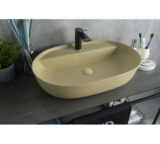 Раковина Gid Sr1346 накладная светло-коричневая матовая 61x41x14 53343 1